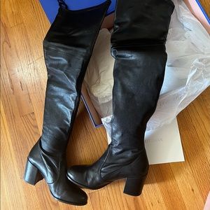 Stuart Weitzman Tieland Black Nappa Leather 7.5 Wide